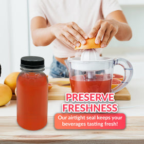 Reli tamper-evident black cap keeps drinks secure and leak-proof.
