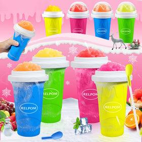 RELPOM Slushie Cup compact design fits in bags for on-the-go frozen treats.