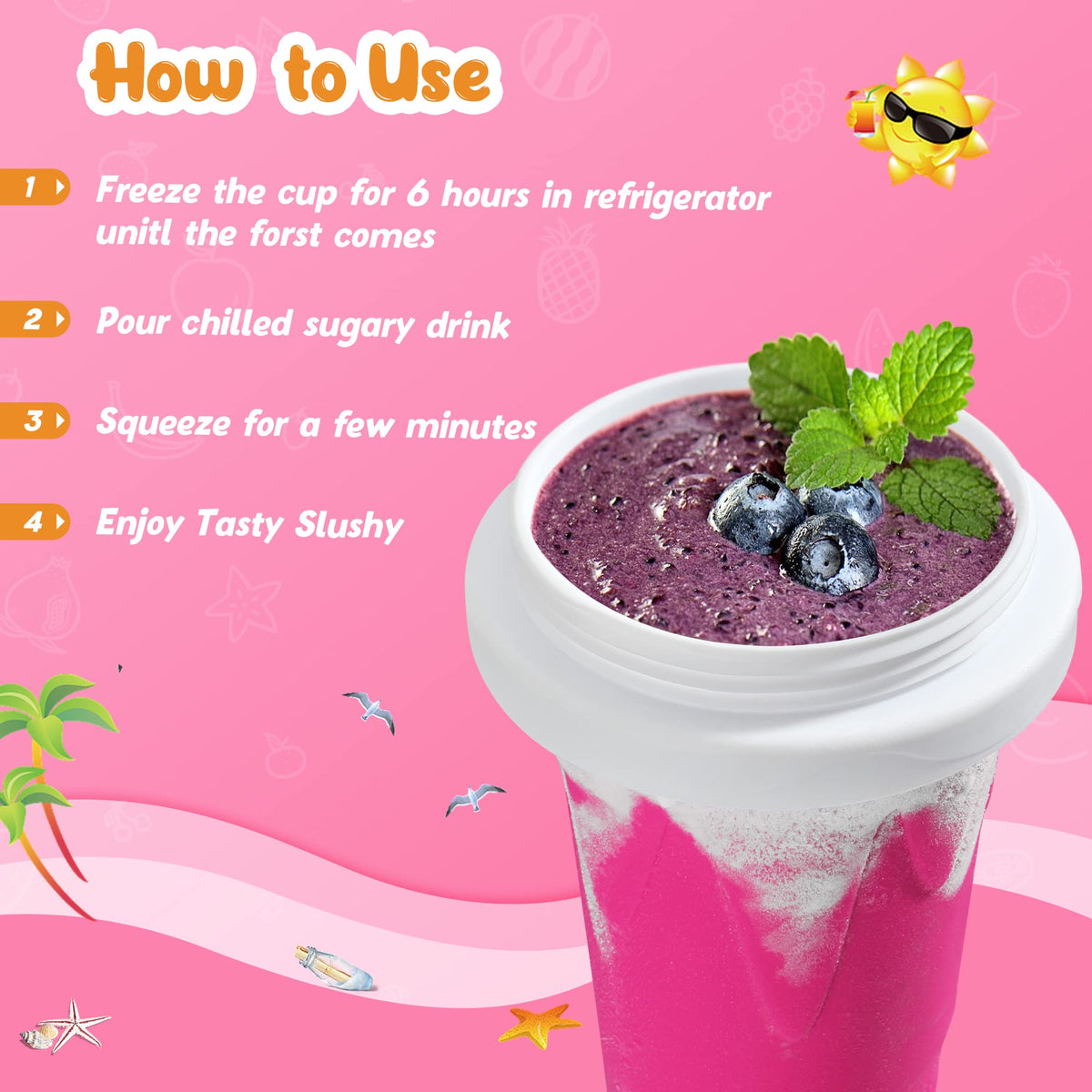 RELPOM Slushie Cup shows kids watching the magic of turning liquid into slush.