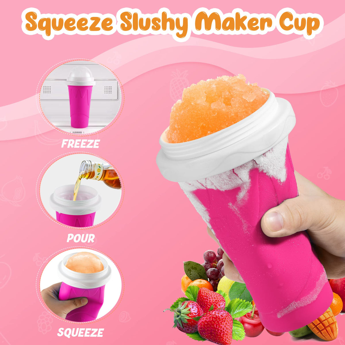 RELPOM Slushie Cup uses safe silicone and PP materials designed for repeated use.