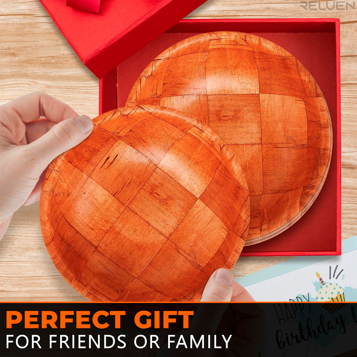 Reluen Mother's Day table decor using wooden bowls for elegant presentation