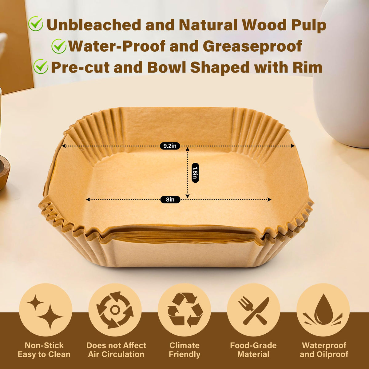 ReLuien 8-inch liners unfolded in a tray for easy use.
