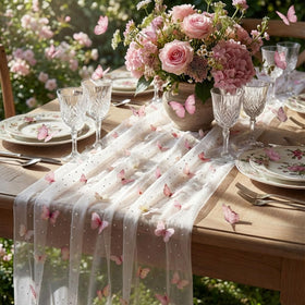 Remagr butterfly table runner with 3D embroidery for weddings and celebrations