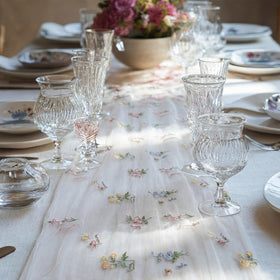 Remagr wildflower pattern gauze fabric adds delicate texture to home dining