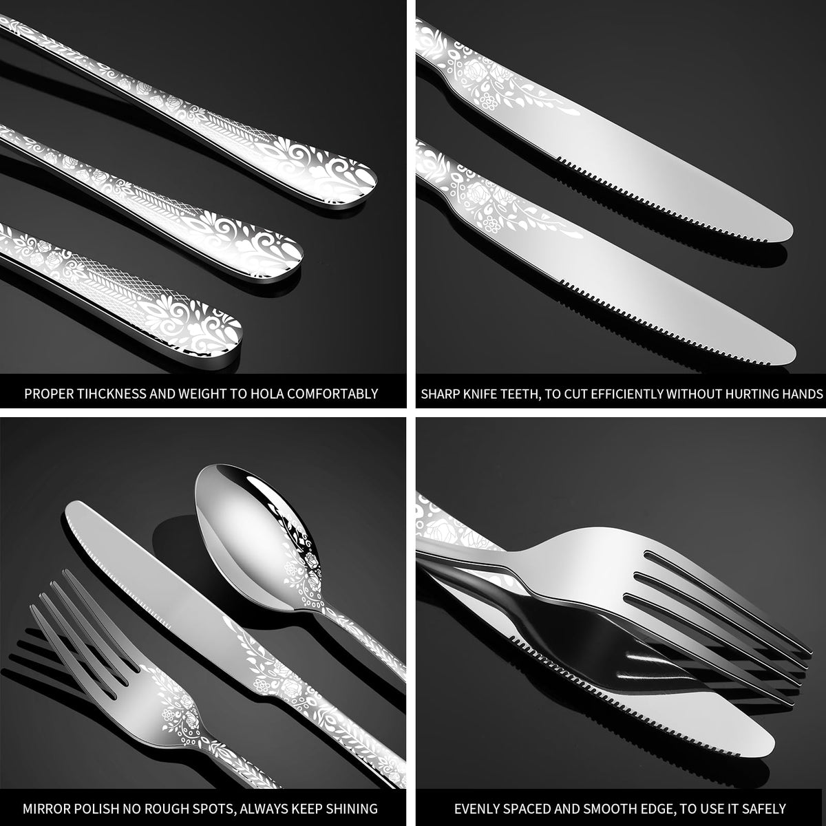 Remoxye 40-piece set with 8 dinner spoons for comfortable dining.