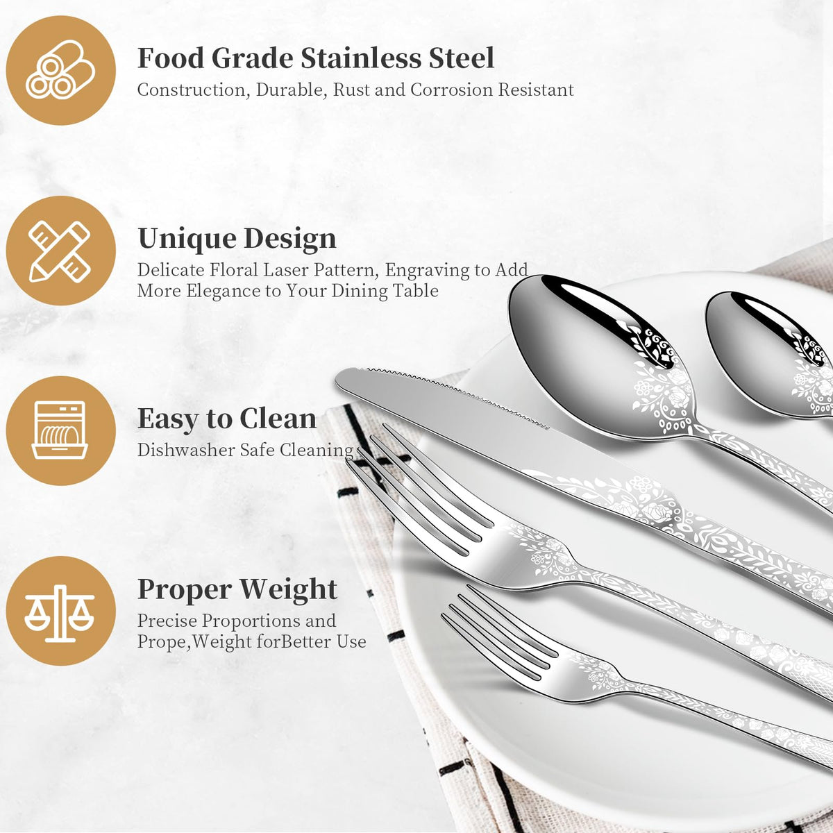 Remoxye 40-piece set with 8 salad forks for entertaining guests.