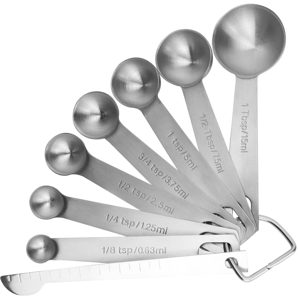 Rena Chris 8pc measuring spoons set for precise dry and liquid measurements.