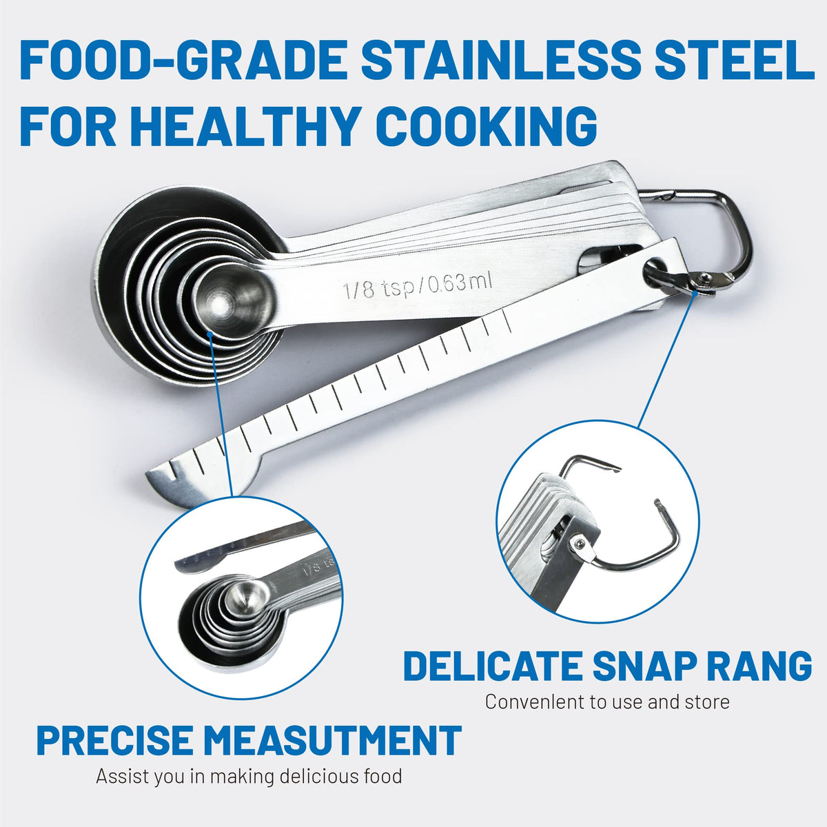 Rena Chris stainless steel satin-finish spoons look durable and easy to clean.