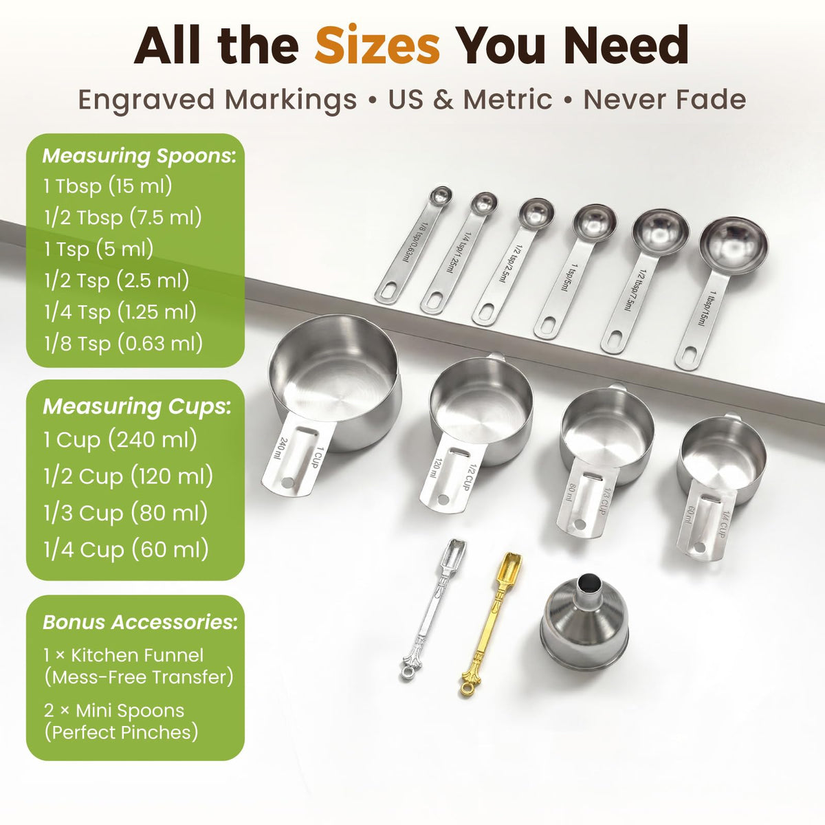 Mini spoons fit into spice jars for precise small-quantity dosing.