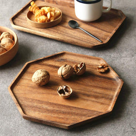 Renawe 10-inch plate highlights durable acacia wood for snack service.