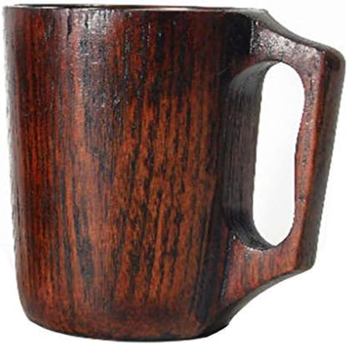 Renawe 12oz handmade wooden mug highlights natural wood grain and comfortable grip.