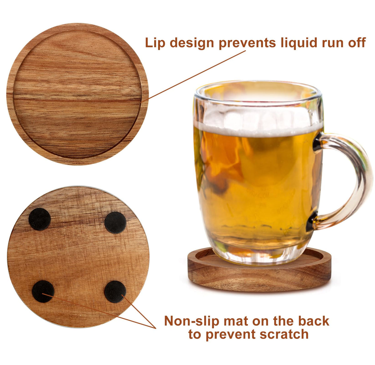 Renawe 4-inch round coasters fit most mugs and cups.