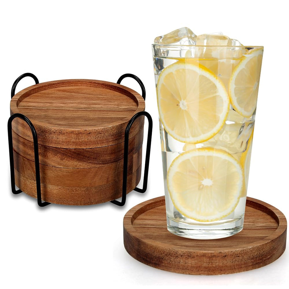 Renawe coasters with holder keep surfaces protected and organized.