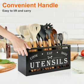 Renawe farmhouse black utensil holder adds rustic charm to kitchen decor