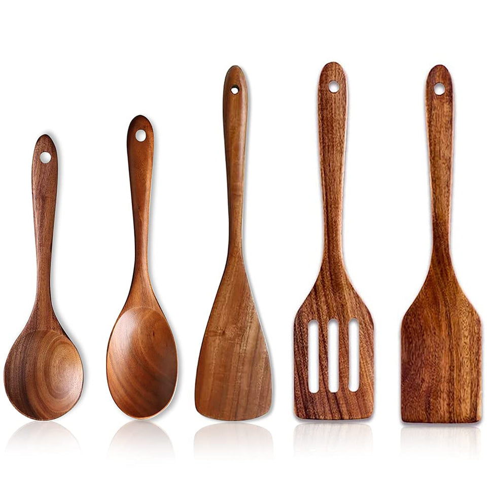 Renawe acacia flat spatula 13.5 inch, gentle on non-stick pans.