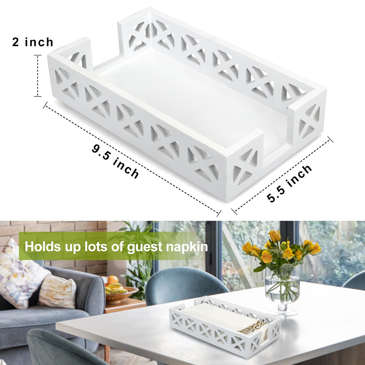 Renawe flat wood dinner napkin holder organizes place settings with rustic charm.