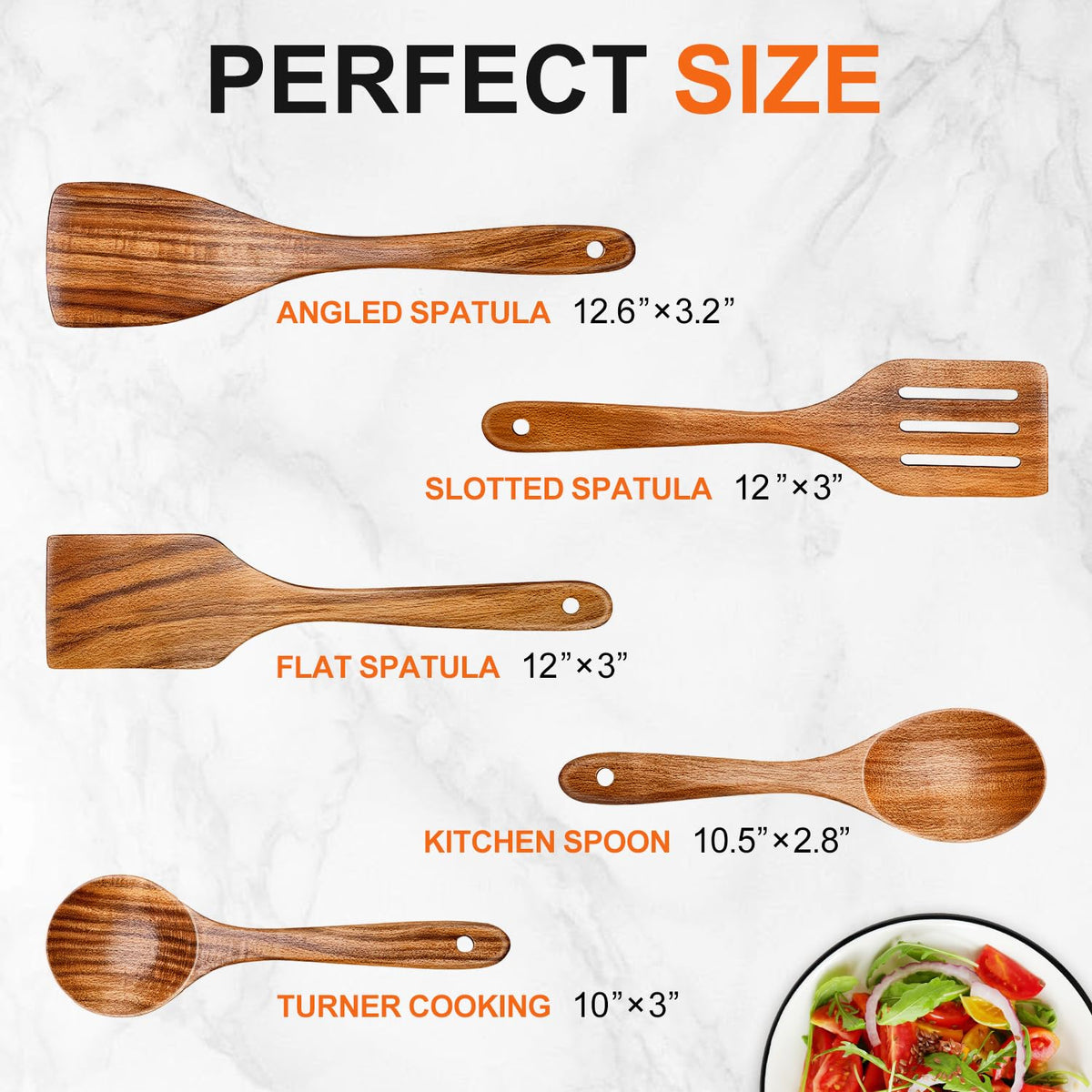 Renawe wooden utensils protect non-stick surfaces during cooking.