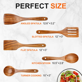 Renawe wooden utensils protect non-stick surfaces during cooking.