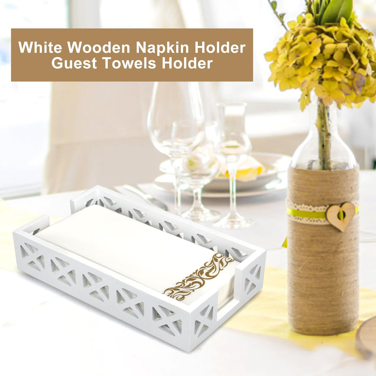 Renawe outdoor picnic napkin holder tray adds rustic style to gatherings.