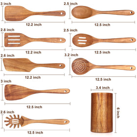 Renawe wooden utensil holder keeps tools organized and within reach