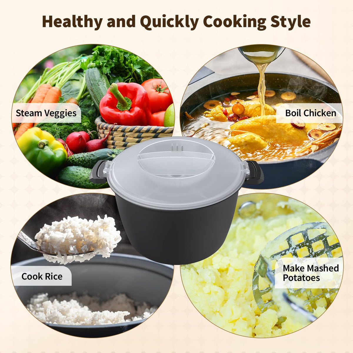 ReneeChef BPA-free dishwasher-safe steamer bowl for easy cleaning.