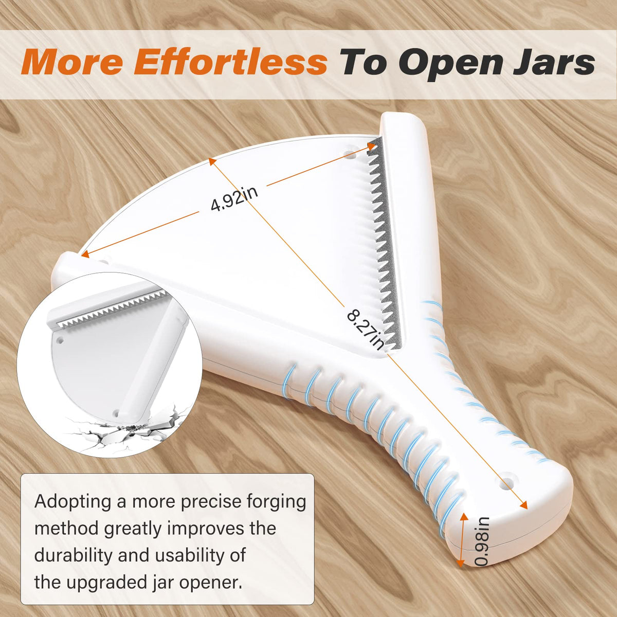ReneeChef durable stainless teeth grip lids firmly for steady twisting