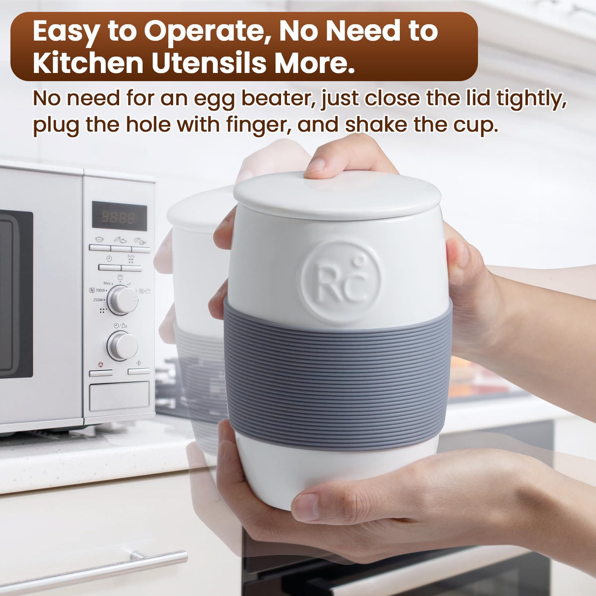 ReneeChef egg cooker in microwave for quick, fluffy eggs.