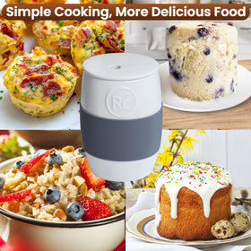 ReneeChef muffin-ready egg cooker in microwave for small treats.