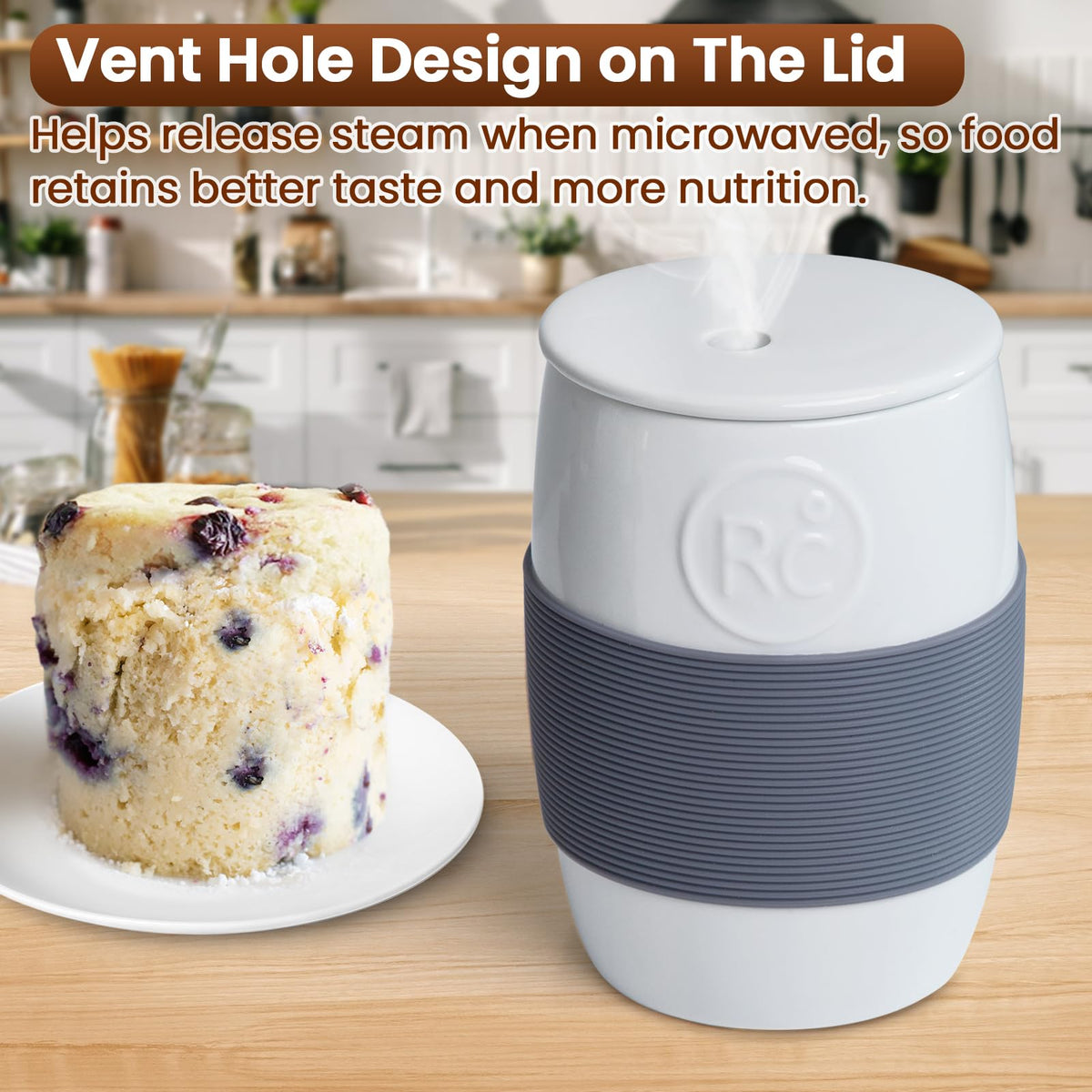ReneeChef egg cooker silicone sleeve aids safe handling.