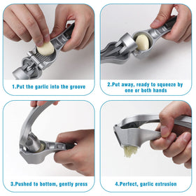 ReneeChef garlic press in rust-proof aluminum with nonstick surface