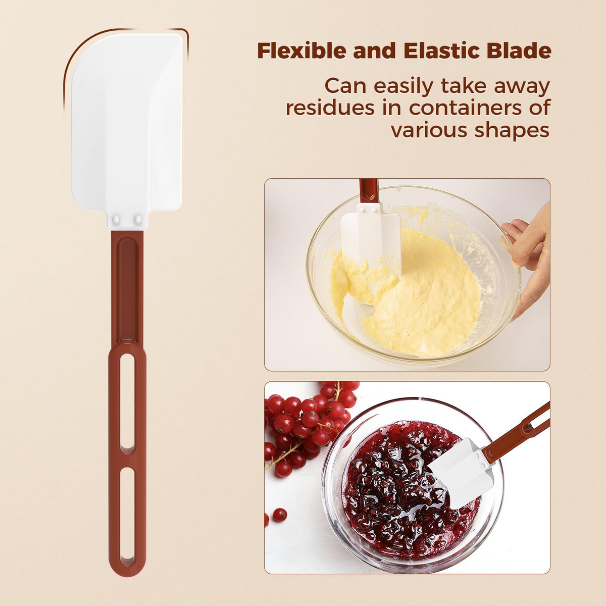 ReneeChef long-handle spatula keeps hands safe while scraping deep bowls.