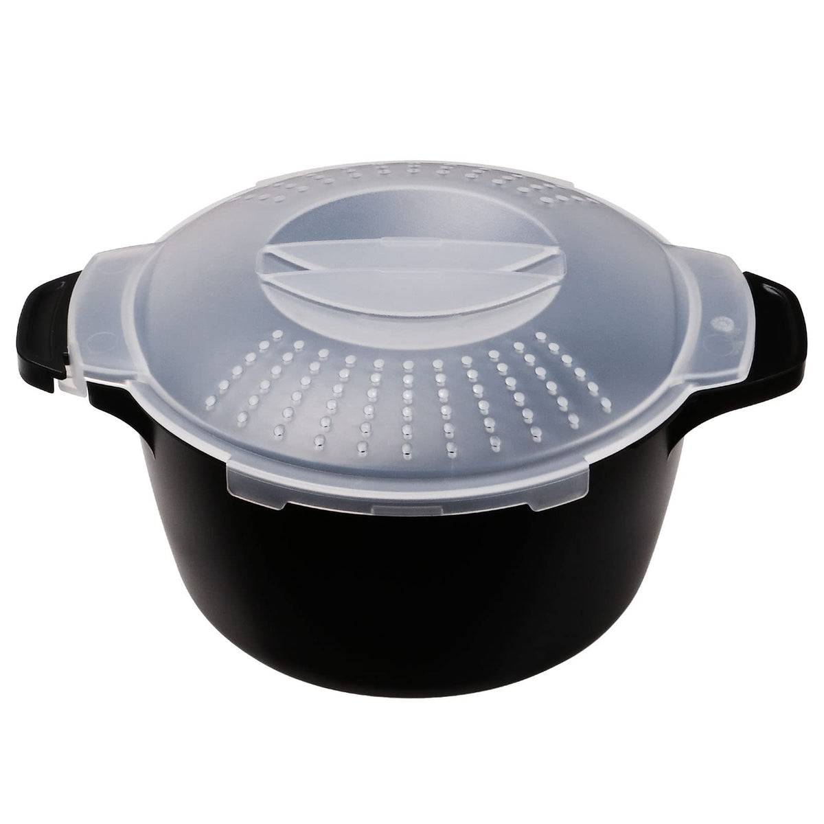 ReneeChef microwave steamer 1qt with a lid locked for mess-free steaming.