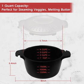 ReneeChef steamer 1qt measurement scales help portion accurately before cooking.