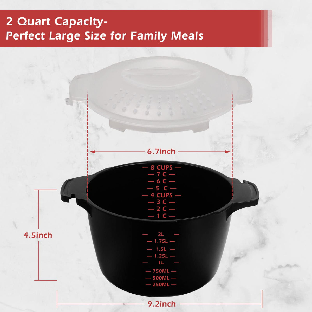 ReneeChef locking lid with grooved handle secures the bowl safely