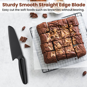 ReneeChef nylon knife slicing brownies on a nonstick surface