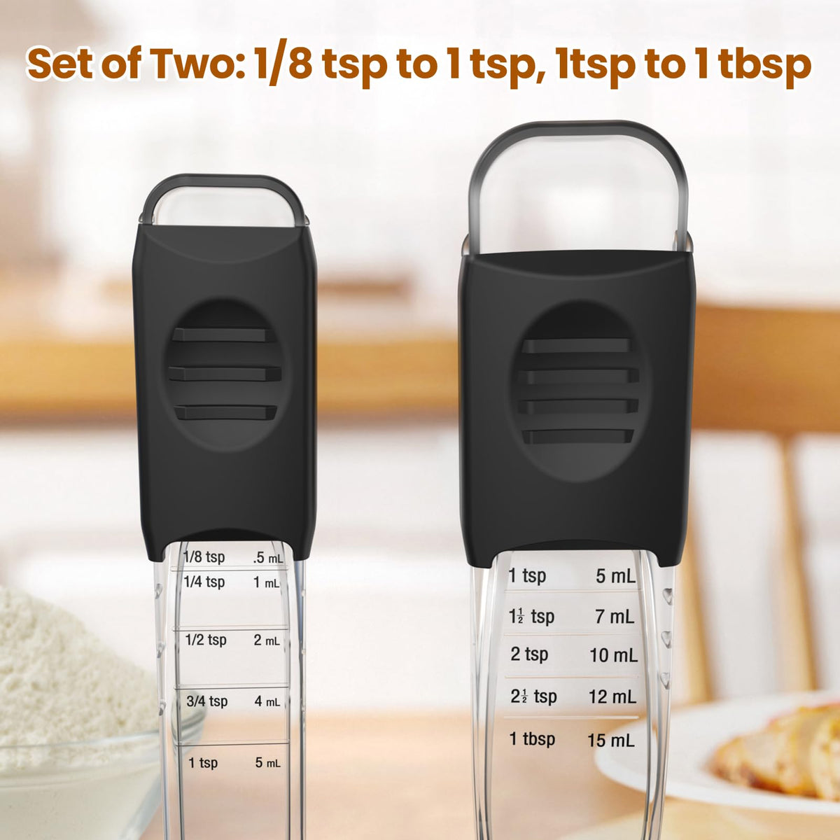 ReneeChef adjustable spoons fit compactly in spice jars to save space