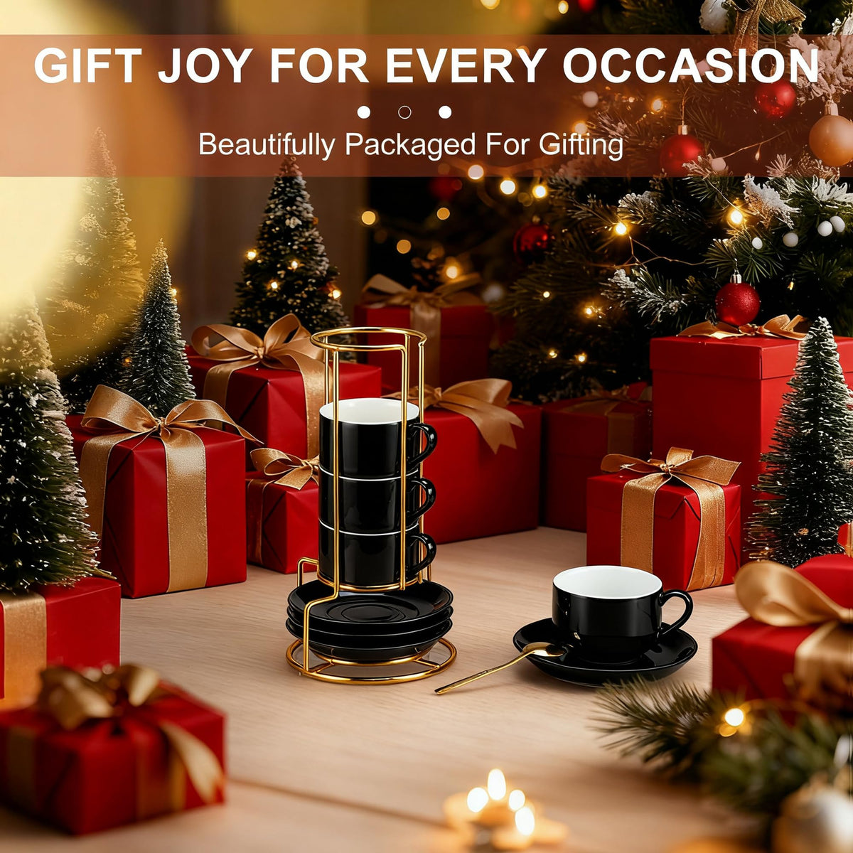 RenewRevital black-gold-tone espresso cups add elegant style to home or office