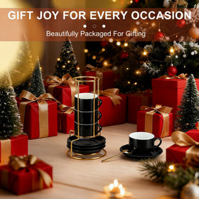 RenewRevital black-gold-tone espresso cups add elegant style to home or office