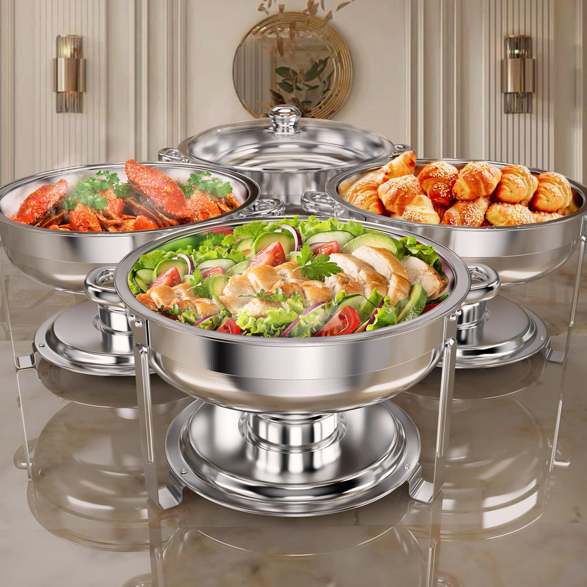 Rengue 6QT chafing-dish frame for elegant buffet setups and stable serving.