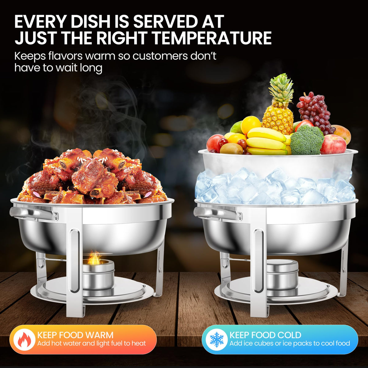 Rengue water pan highlights even heating and simple maintenance.