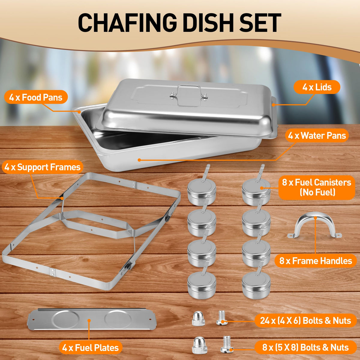 Rengue 9.5qt chafing dishes ready for maintenance and reuse after use.