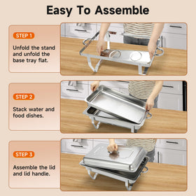 Rengue 9.5qt chafing dishes dishware is dishwasher safe for easy cleanup.