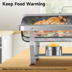 Rengue 9.5qt chafing dishes lid ensures secure heat retention.