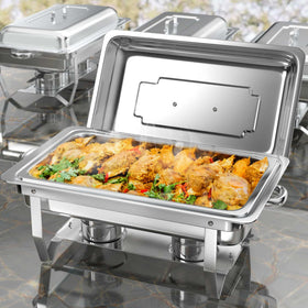 Rengue 9.5qt chafing dishes water tray keeps water hot evenly during service.