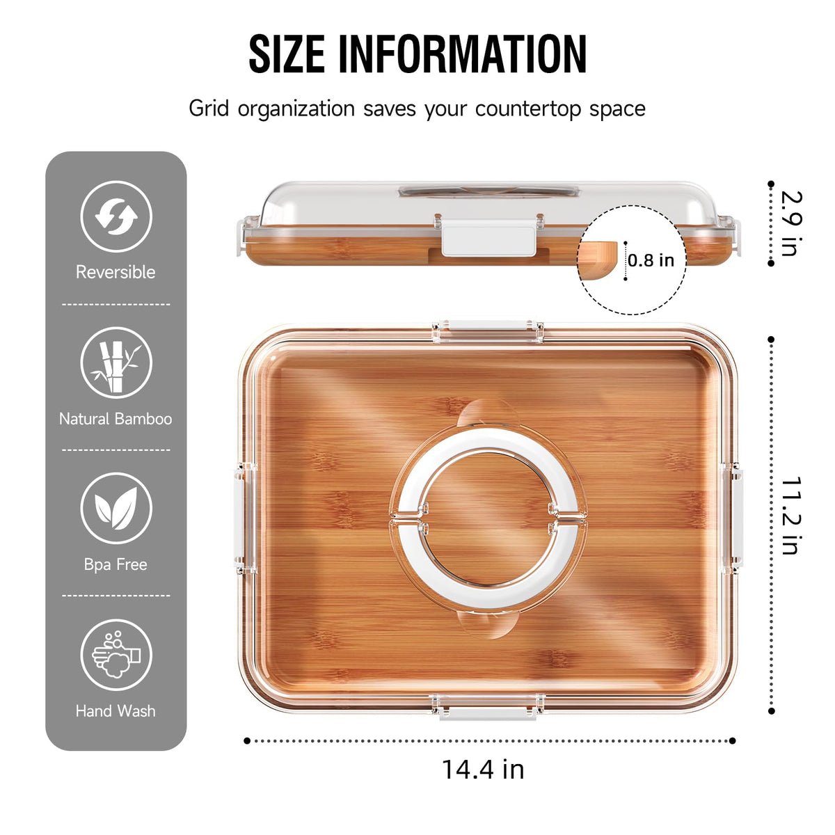 Renmxj charcuterie board with four latches, secure travel-ready for parties and picnics.