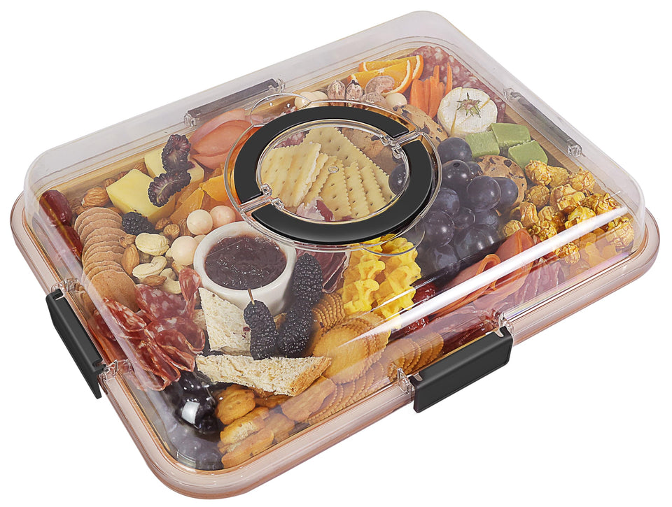 Renmxj charcuterie board with clear lid for travel-ready entertaining