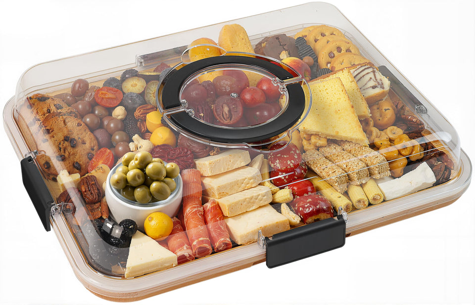 Renmxj charcuterie board with clear lid displaying fresh appetizers for entertaining