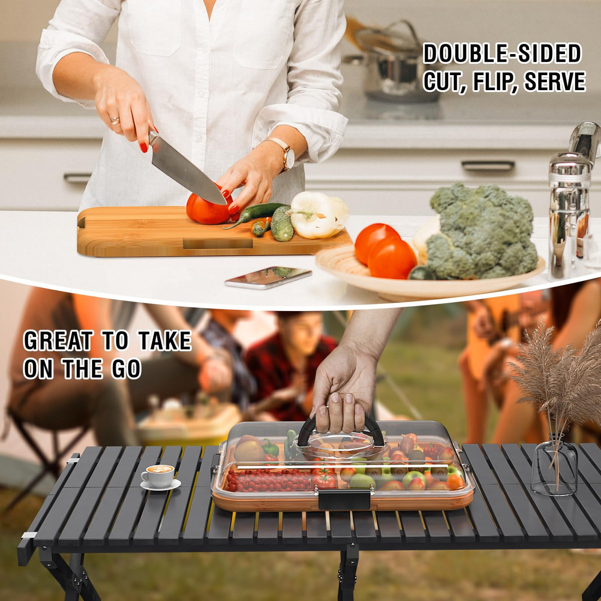 Renmxj charcuterie board fridge-safe design preserves freshness ahead of events.