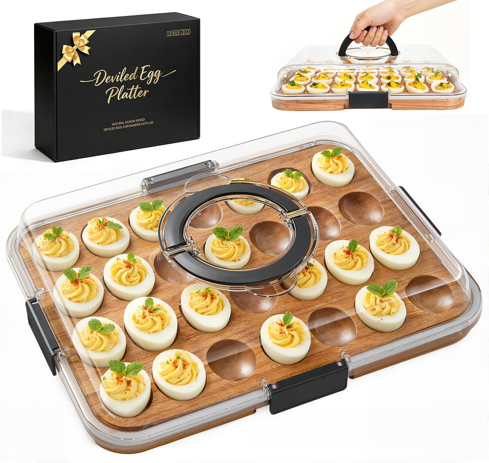 Renmxj deviled egg tray with 28 eggs capacity for parties and gatherings