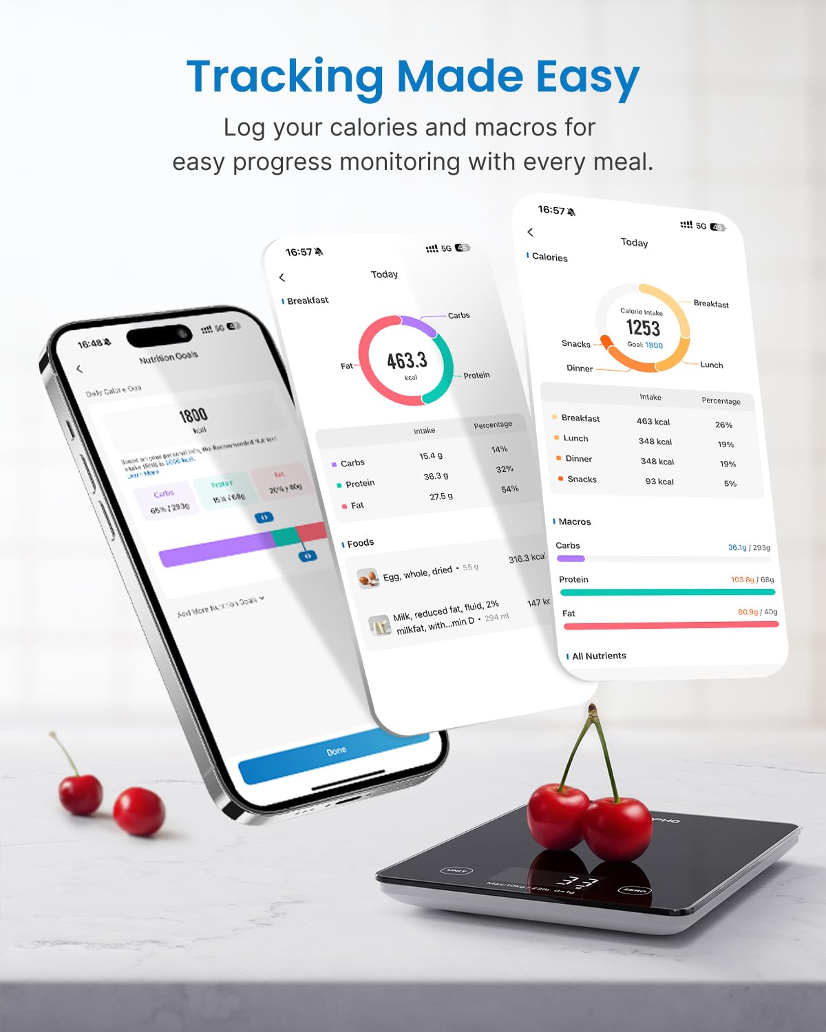RENPHO app sync highlights food data and nutrition insights.